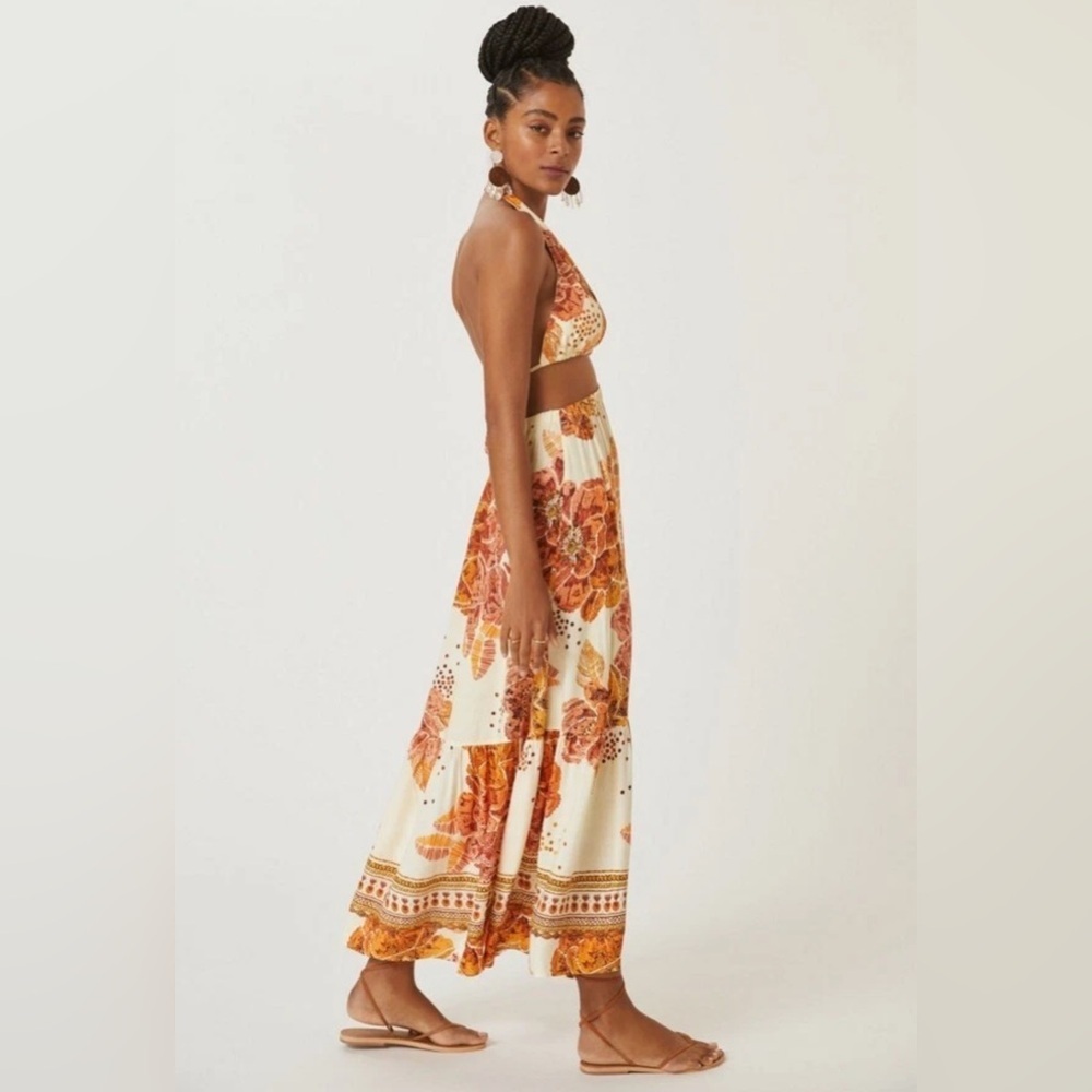 FARM Rio Floral Cut Out Maxi Halter Dress size Large - Picture 3 of 12